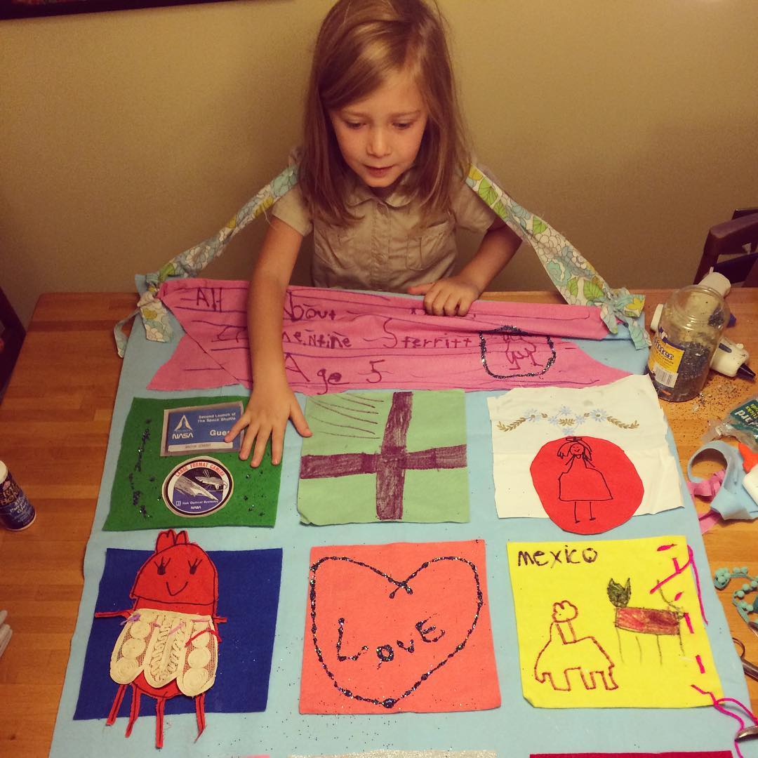 Clementine's 1st big school project! The bottom left is Mama as a jellyfish queen